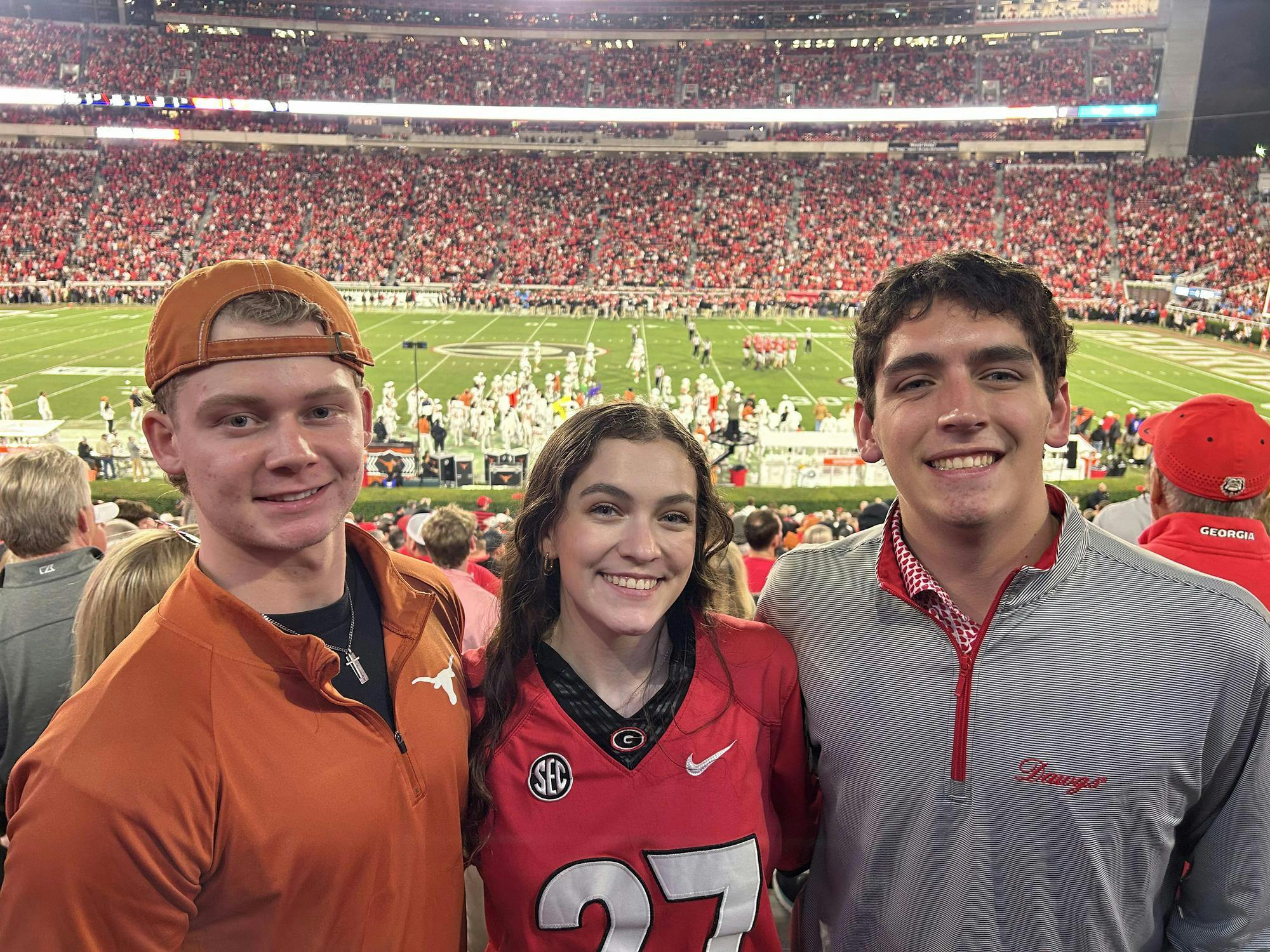 Elisa Rosenthal (middle) at the Texas-Georgia game at Sanford Stadium on Nov. 15