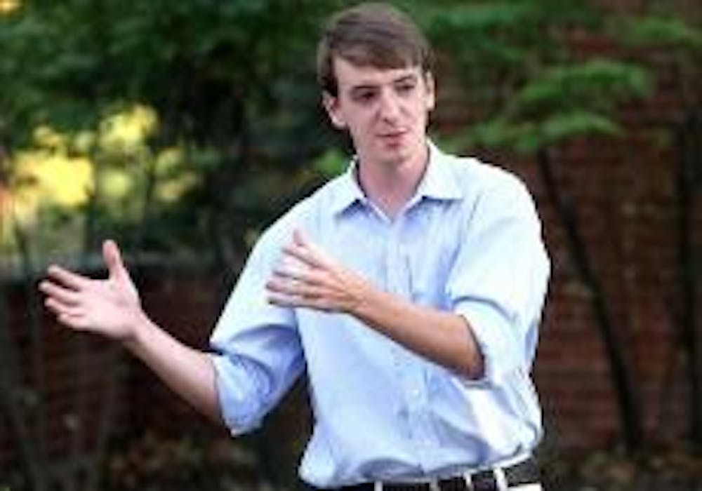 Thad Boggs and other College Republicans face off against College Democrats in a presidential politics debate Thursday.