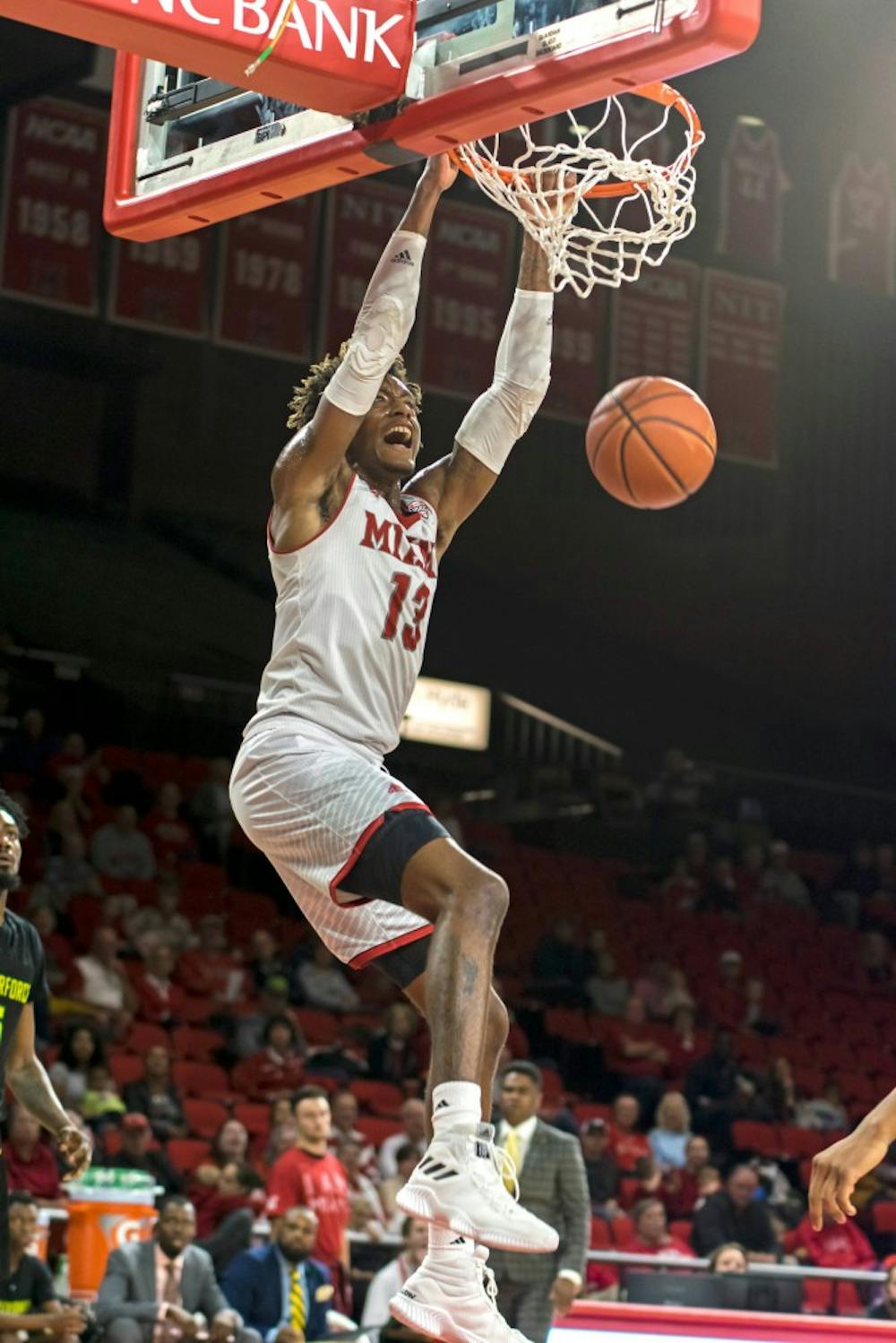 <p>Dalonte Brown has stepped up his game for the RedHawks, averaging 12.6 points per game.</p>