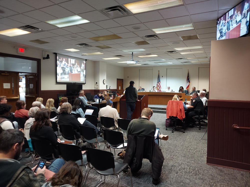 Jeremy Michael, an Oxford homeowner, speaks in opposition to the planned sidewalk project.