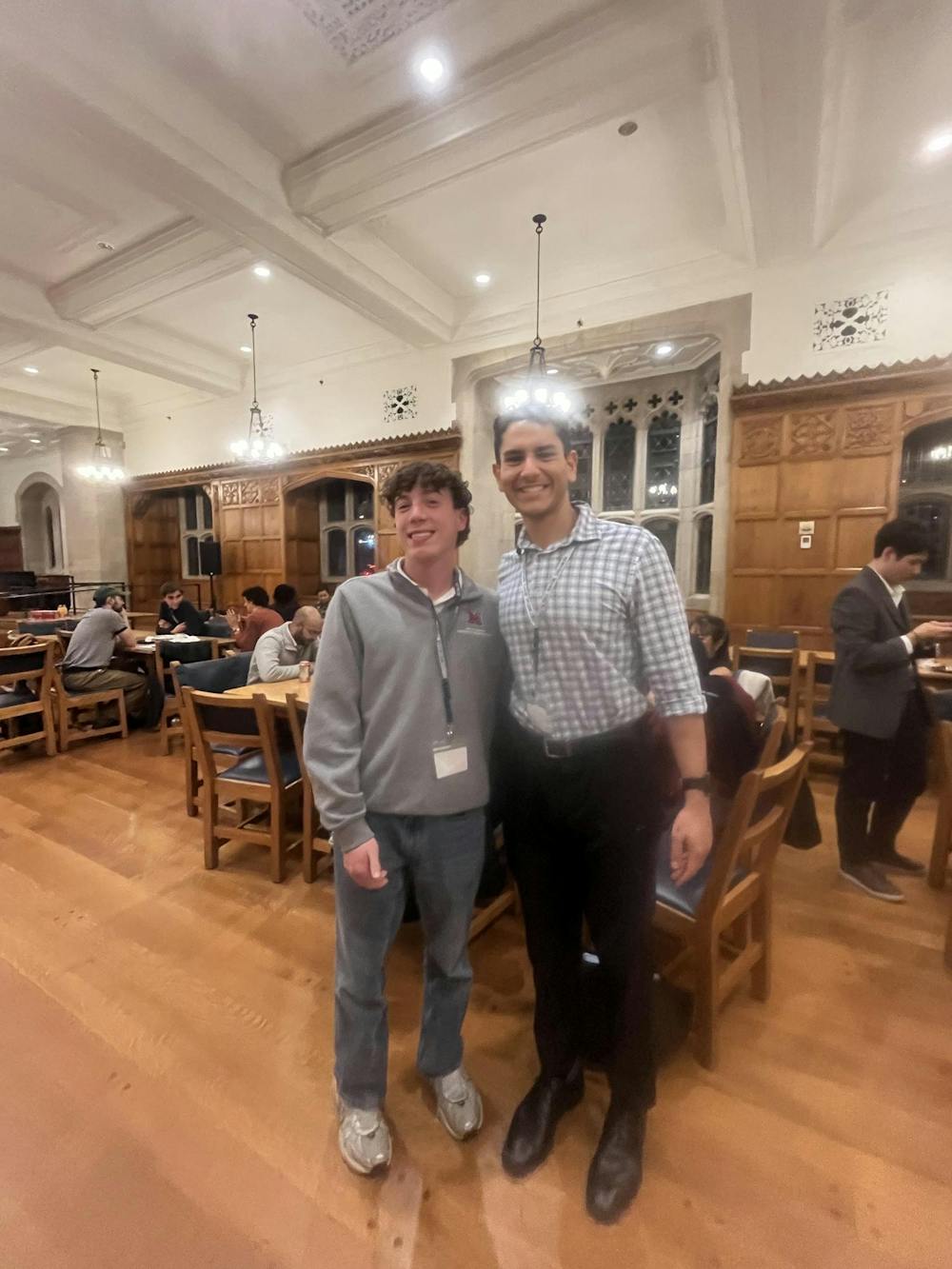 Owen Martin (left) poses with Saman Haddad, third-year student at Yale Law School and organizer of the conference. Photo provided by Owen Martin.