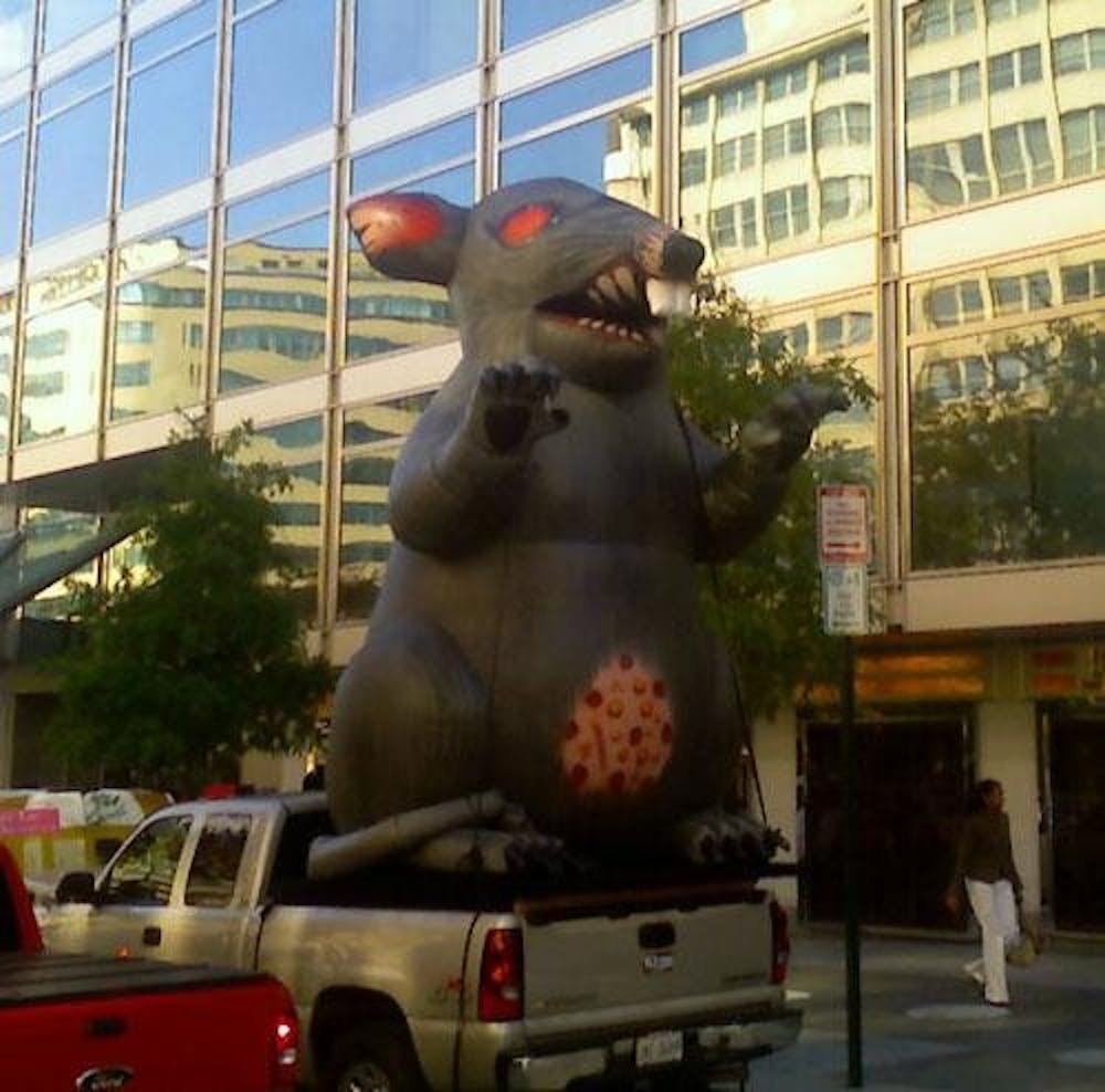 Labor unions around the country have used inflatable rats similar to this one to protest unfair labor practices.