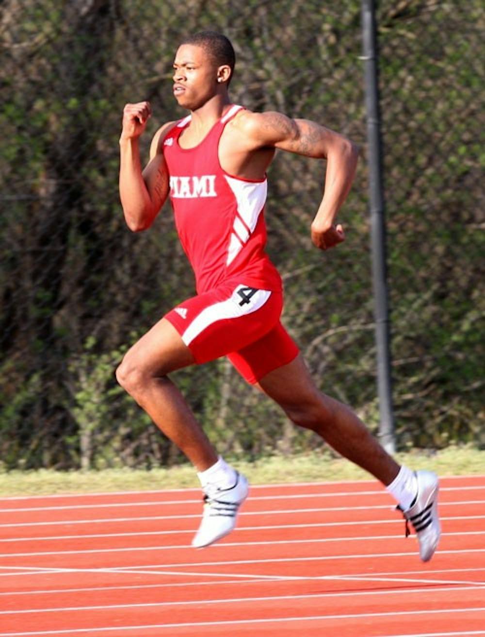 Freshman Jahquil Hargrove competes in the Miami Invitational April 9  at Miami University’s George Rider Track. 
