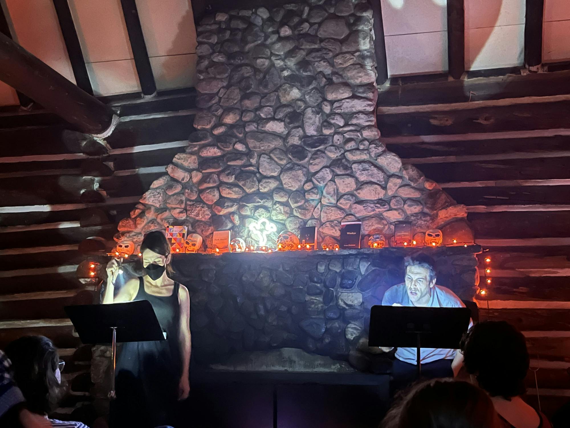 Literature Program co-directors Michele Navakas and Patrick Murphy brought the spooky vibes at a reading of ghost stories on Thursday, Oct. 26.