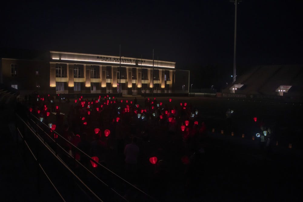 <p>The stadium lights were off, but lanterns were on at Miami&#x27;s &quot;Light the Night&quot; event Oct. 14.</p>