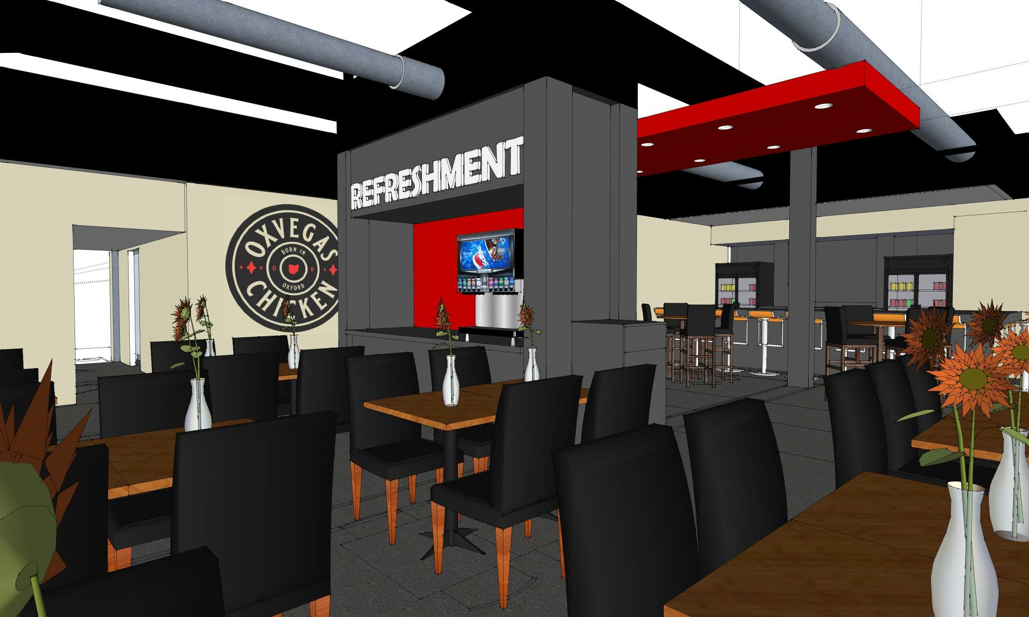 The owners of OxVegas Chicken plan to offer plenty of seating for their customers to dine-in.