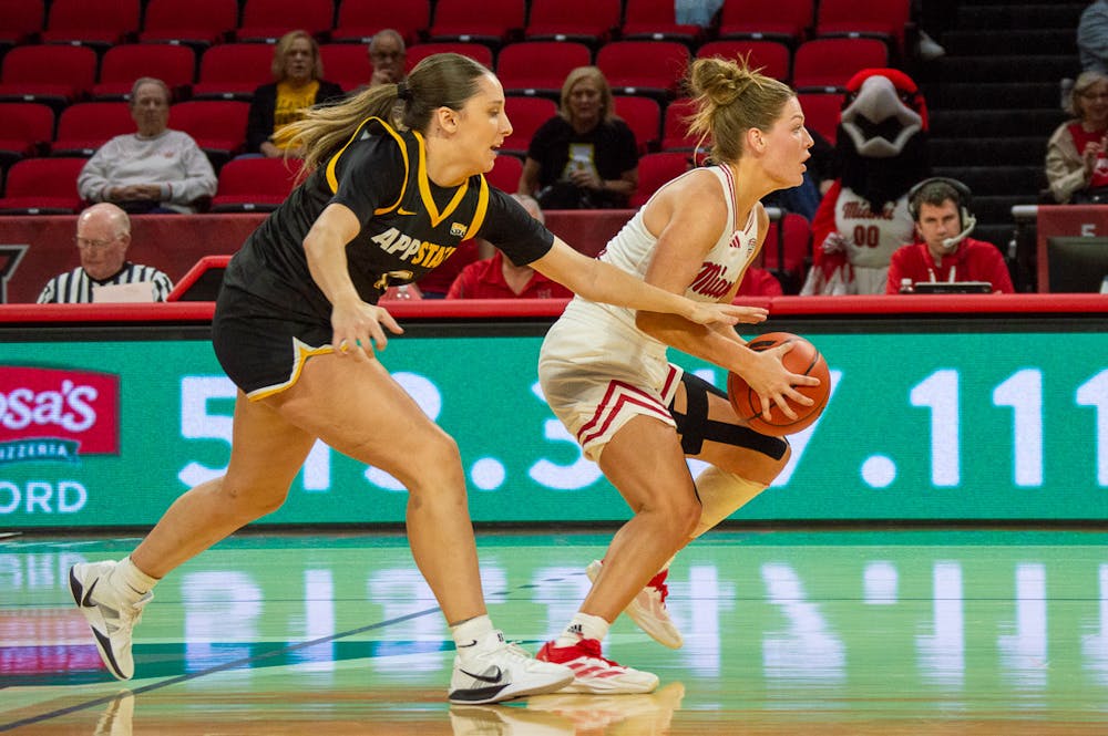 Graduate student guard dribbling at Millett Hall against Appalachian State on Nov. 4