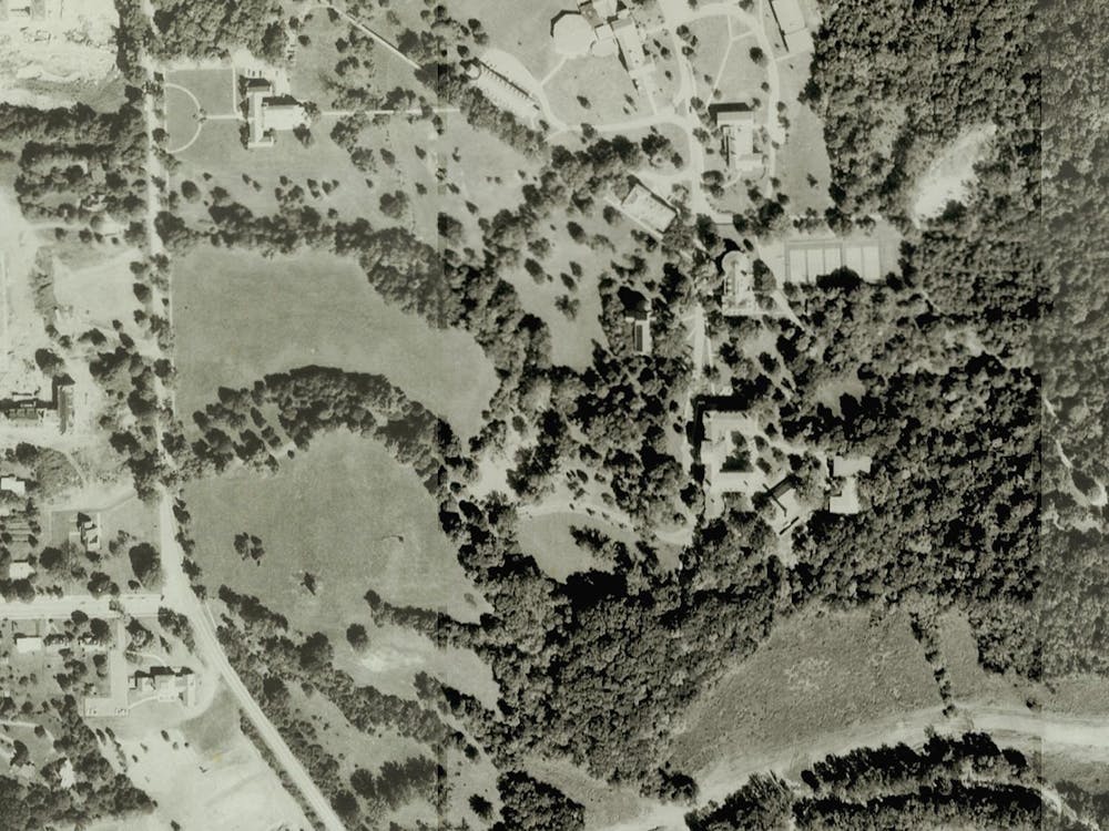 Aerial image of western campus in 1968. Provided by Rick Costello.