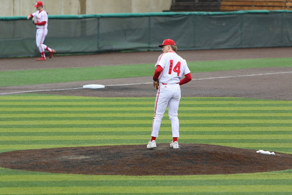 <p>In the fall, right-handed pitcher Patrick Mastrian IV worked with Riley Feltner to adjust his pitch and throw a true putaway</p>