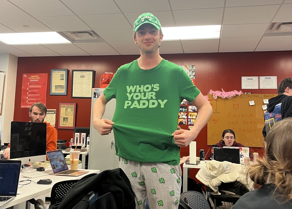 In preparation for Green Beer Day 2023, Patrick Sullivan reps head-to-toe St. Patrick’s Day attire.