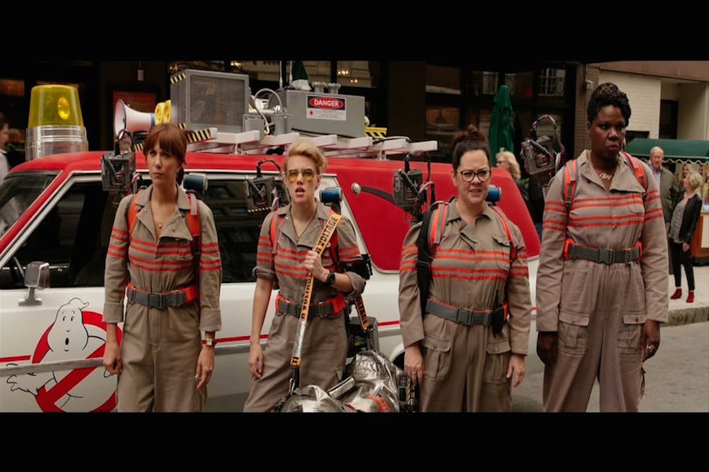 Kristen Wiig, Kate McKinnon, Melissa McCarthy and Leslie Jones in a still from 2016's 'Ghostbusters.'