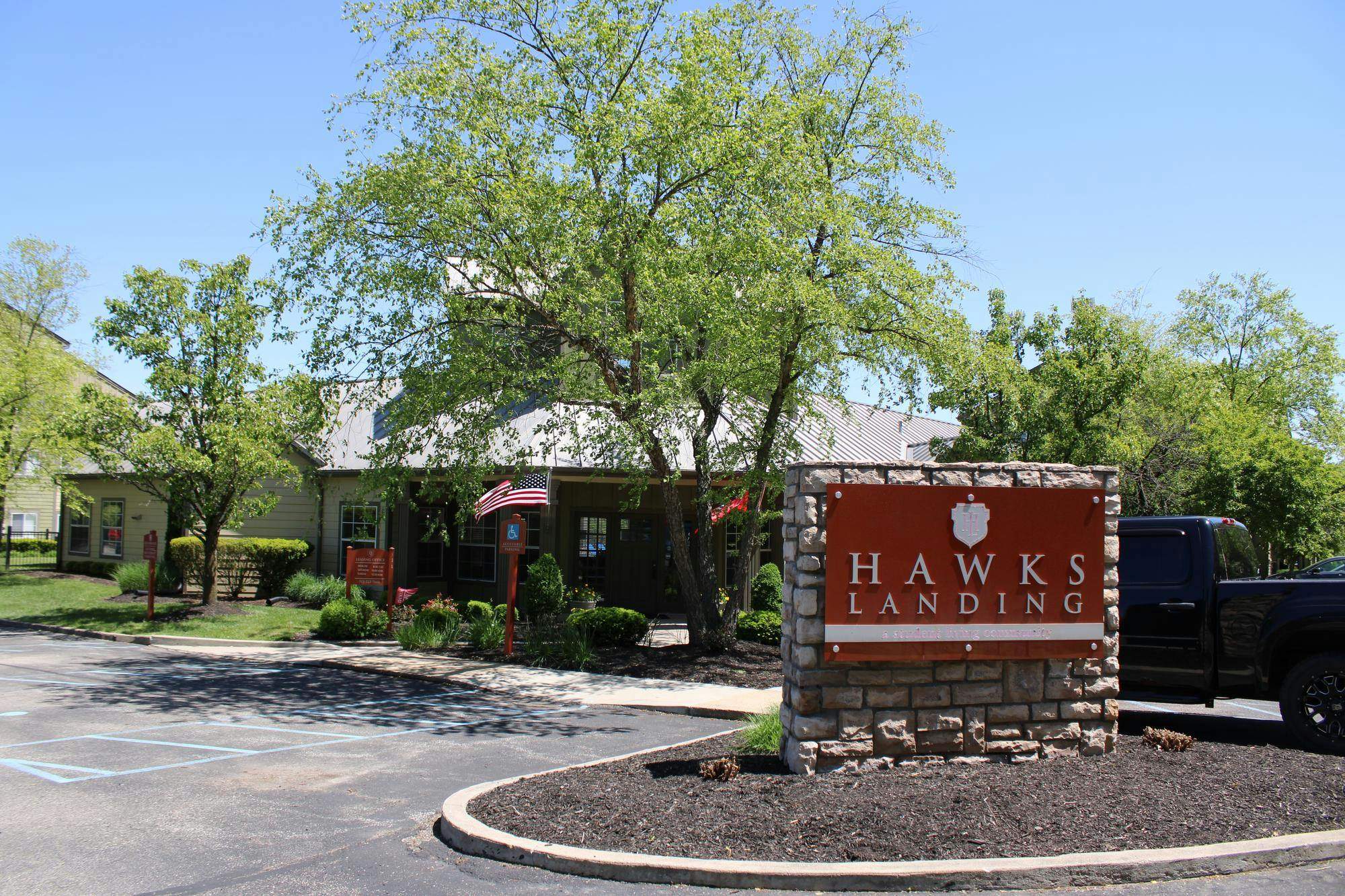 Hawks Landing is located at 5262 Brown Road, and the apartment complex now serves as student housing.