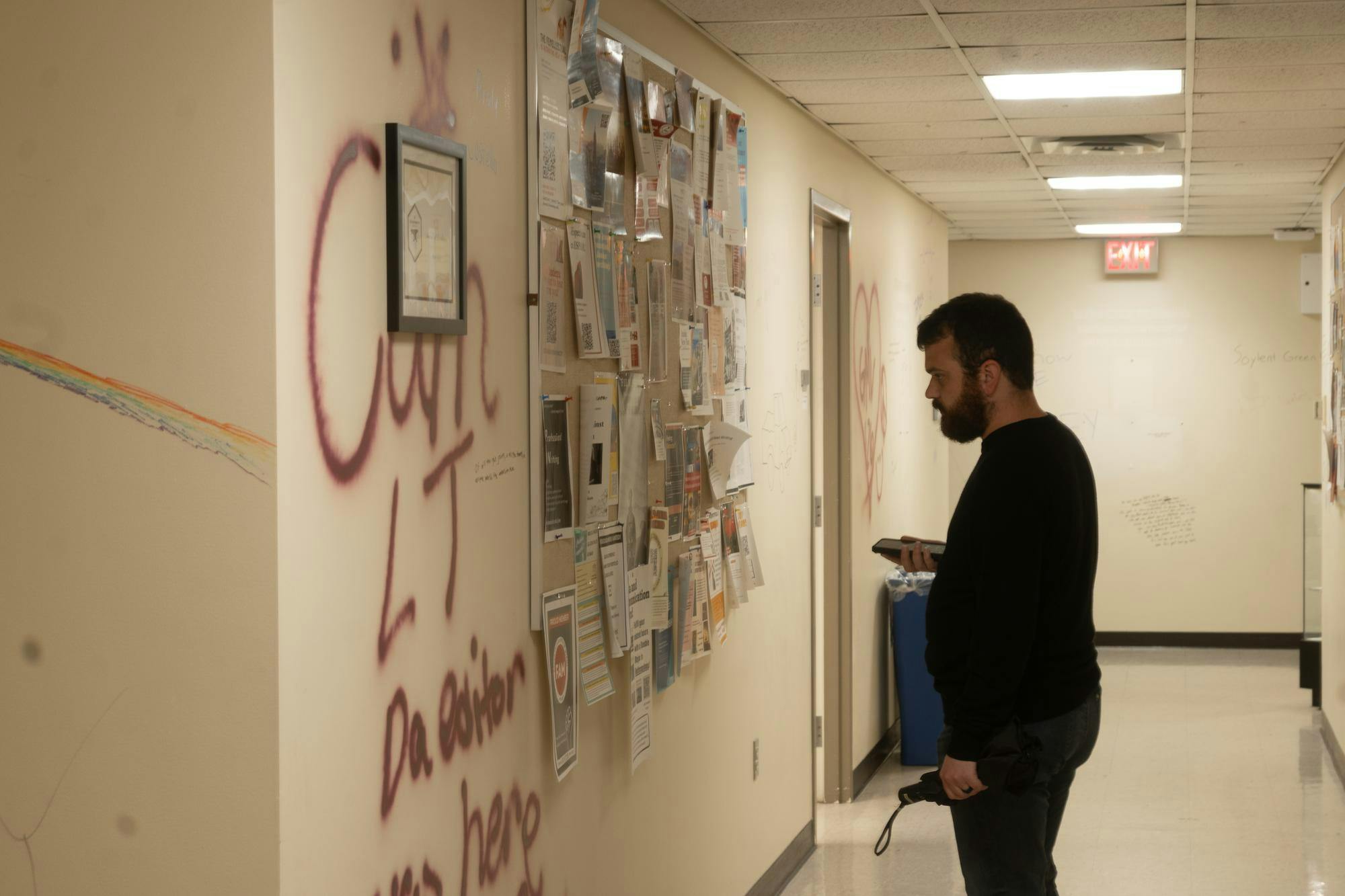 Students were encouraged to graffiti the walls of Williams Hall.