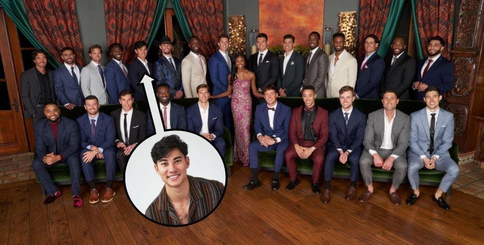 Warwick Reider, pictured here with fellow contestants and the titular Bachelorette, competed on the show’s 20th season.