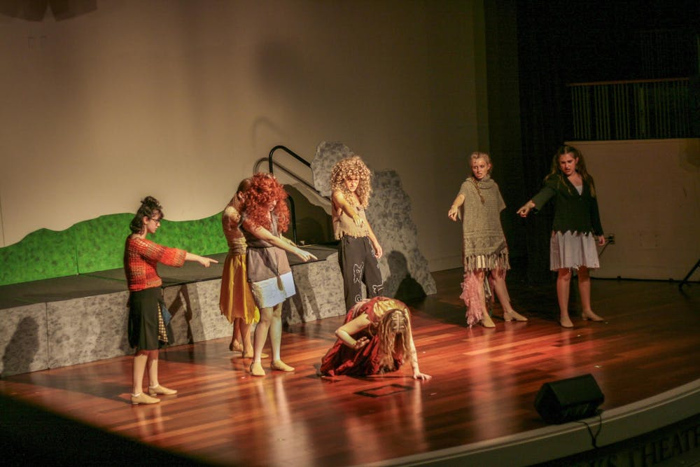 Members of Stage Left perform fall musical "Firebringer."
