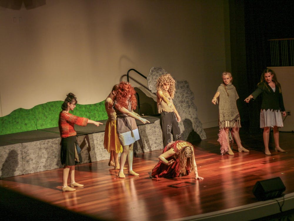 Members of Stage Left perform fall musical "Firebringer."