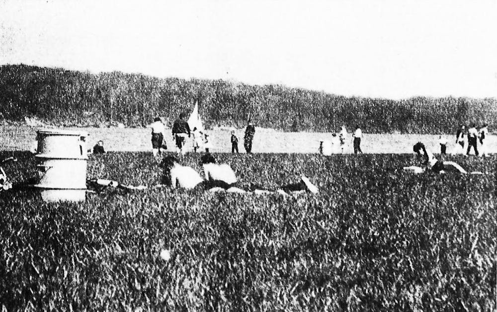 Miamians begin taking advantage of the balmy weather early in the year as they relax at Hueston Woods State Park, Circa 1963. Photo from The Miami Student archives. 