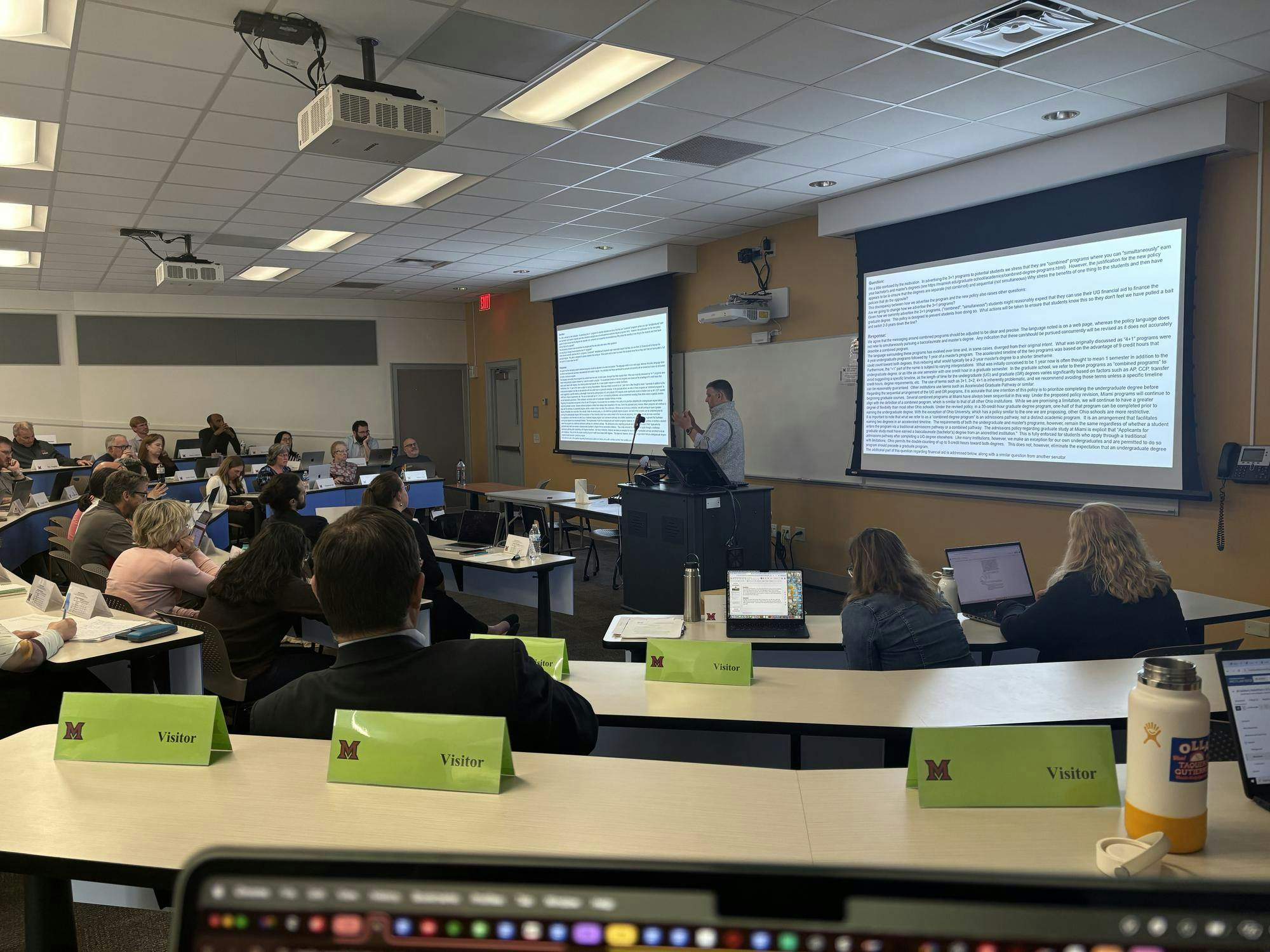 Jason Abbitt answered questions about a policy change to the combined graduate degree program.