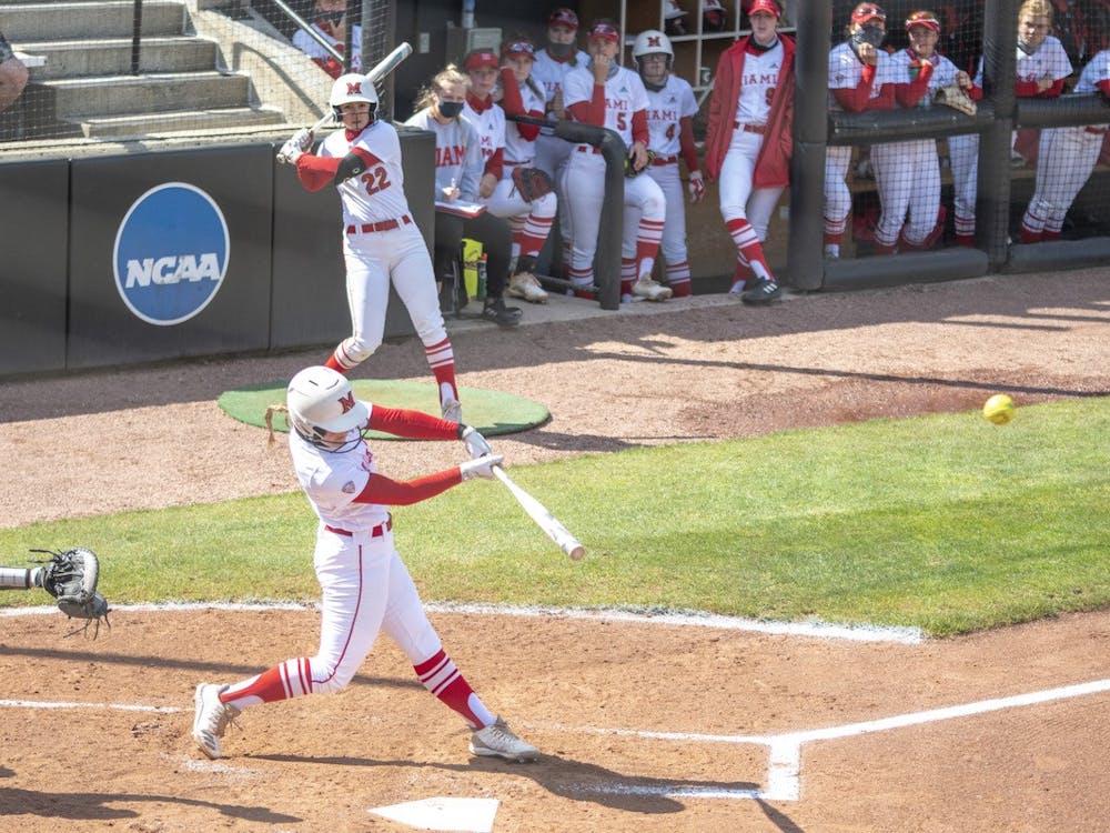 Junior infielder Adriana Barlow blasts a home run during last weekend's series vs Buffalo.