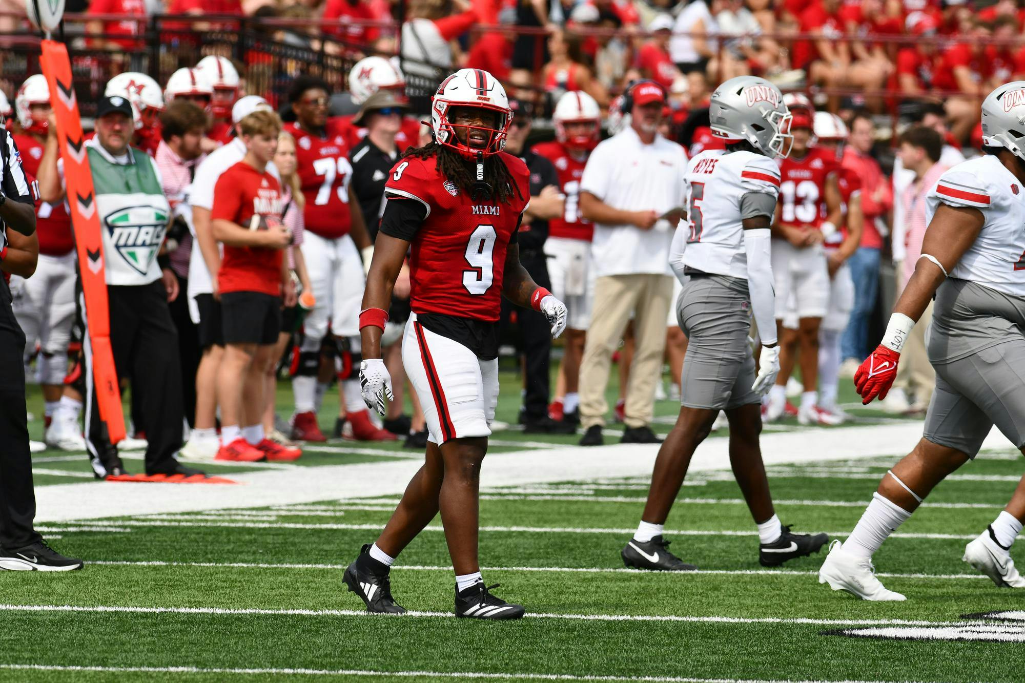 Sixth-year running back Kenny Tracy watches the scoreboard at Yager Stadium during the second quarter against UNLV on Sept. 20