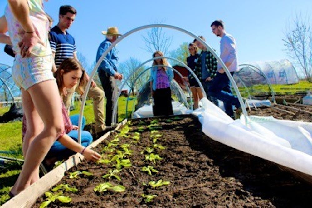 Students planting crops in April | Photo by Carder Gilbert