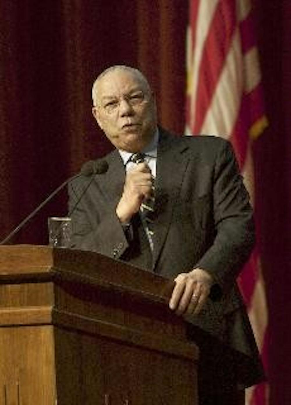 Colin Powell spoke to an almost full Millett Hall Tuesday evening as part of the Jack R. Anderson lecture series.