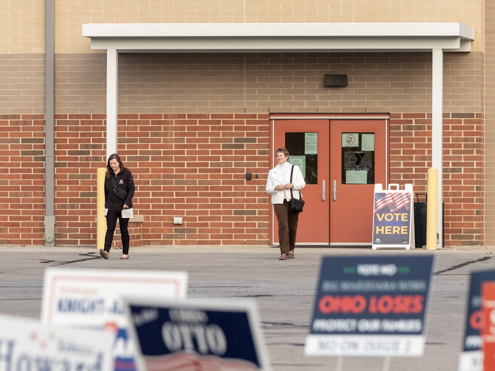 Voters show up to Kramer Elementary School﻿, one of the three polling locations, to vote on items such as Oxford City Council seats and Issues 1 and 2.