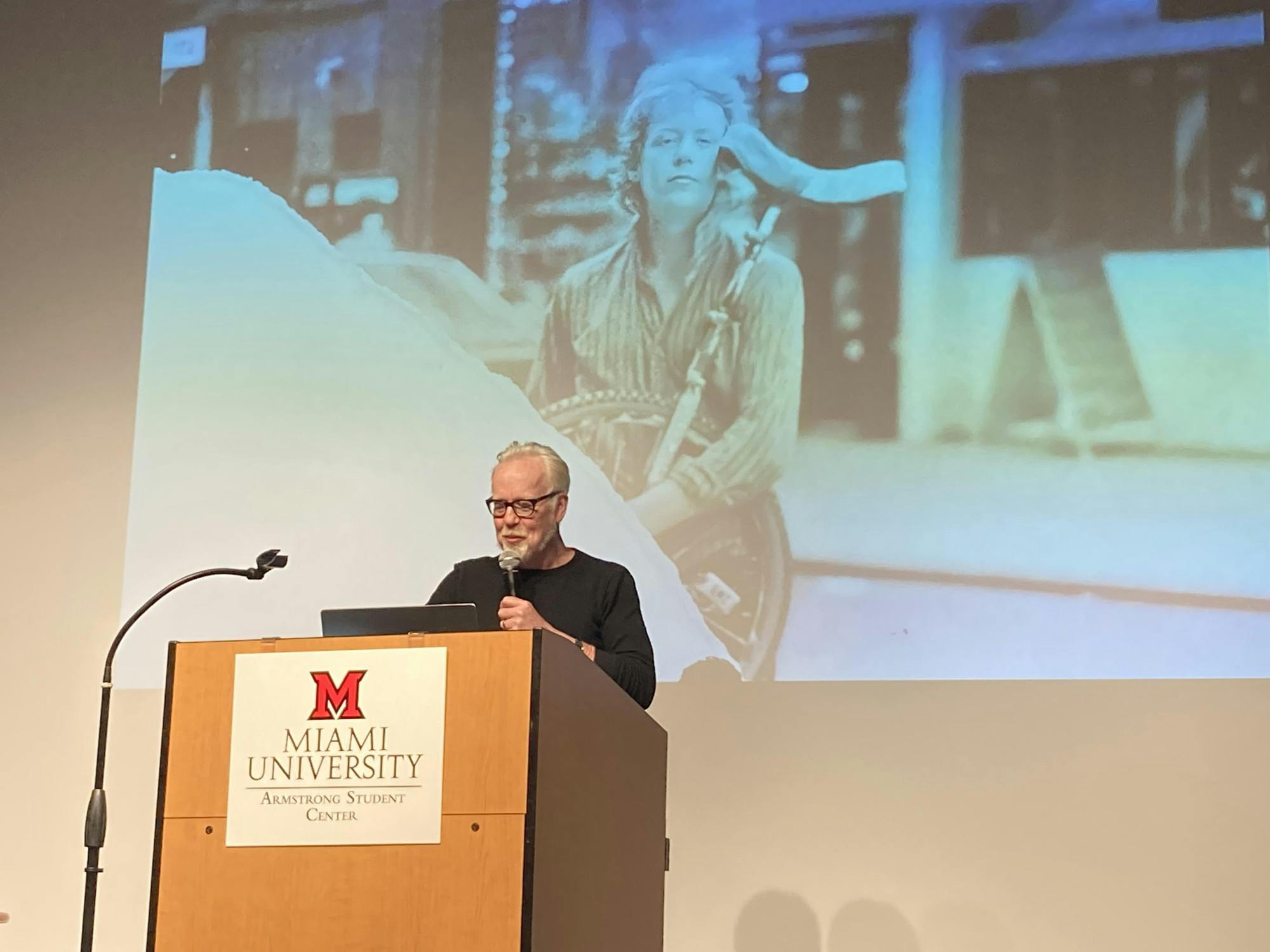 Former co-host of the Discovery Channel television series MythBusters Unchained Reaction, Adam Savage, speaks at Wilks Theater