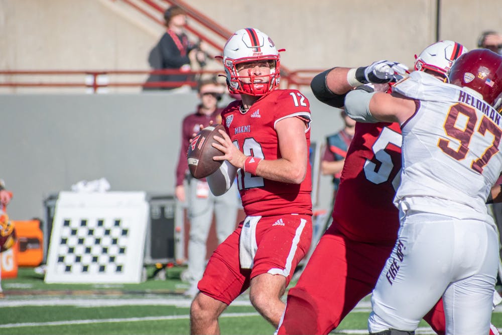 Henry Hesson in the pocket after Brett Gabbert exited the second quarter with an injury