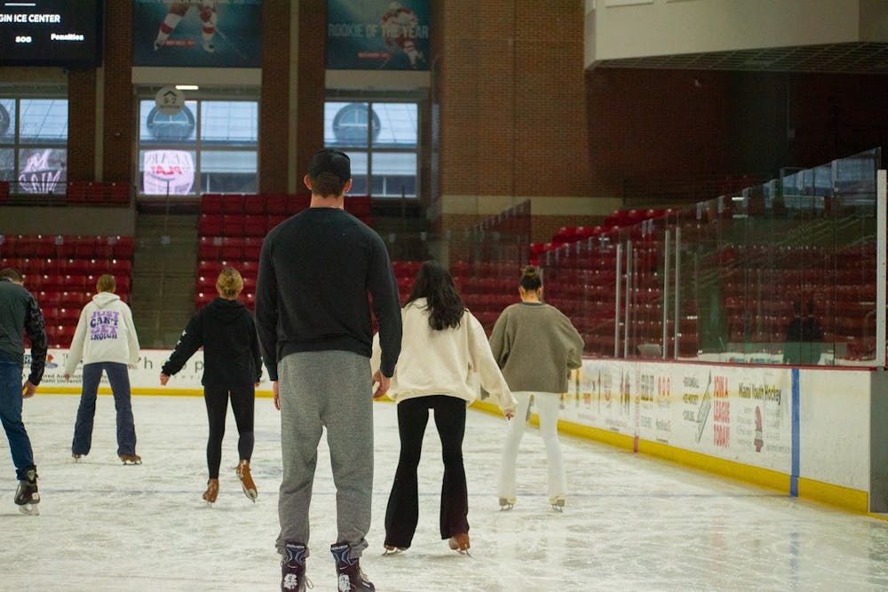 Ice skating at Goggin Ice Arena is always a great date idea for couples or friends alike.