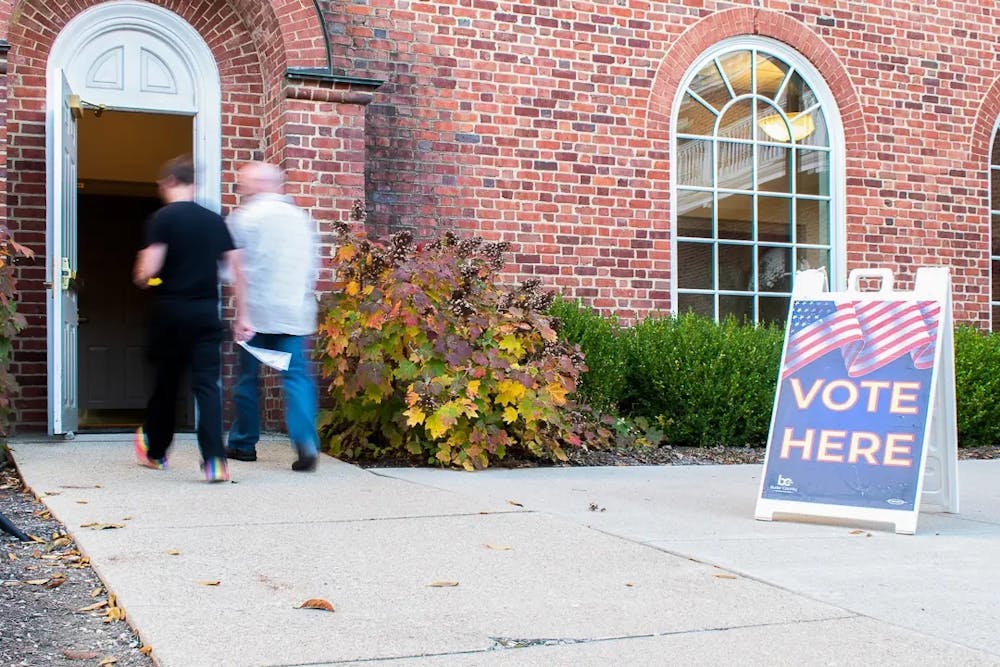 Voters head into the Marcum hotel to cast their ballots on Election Day. 


