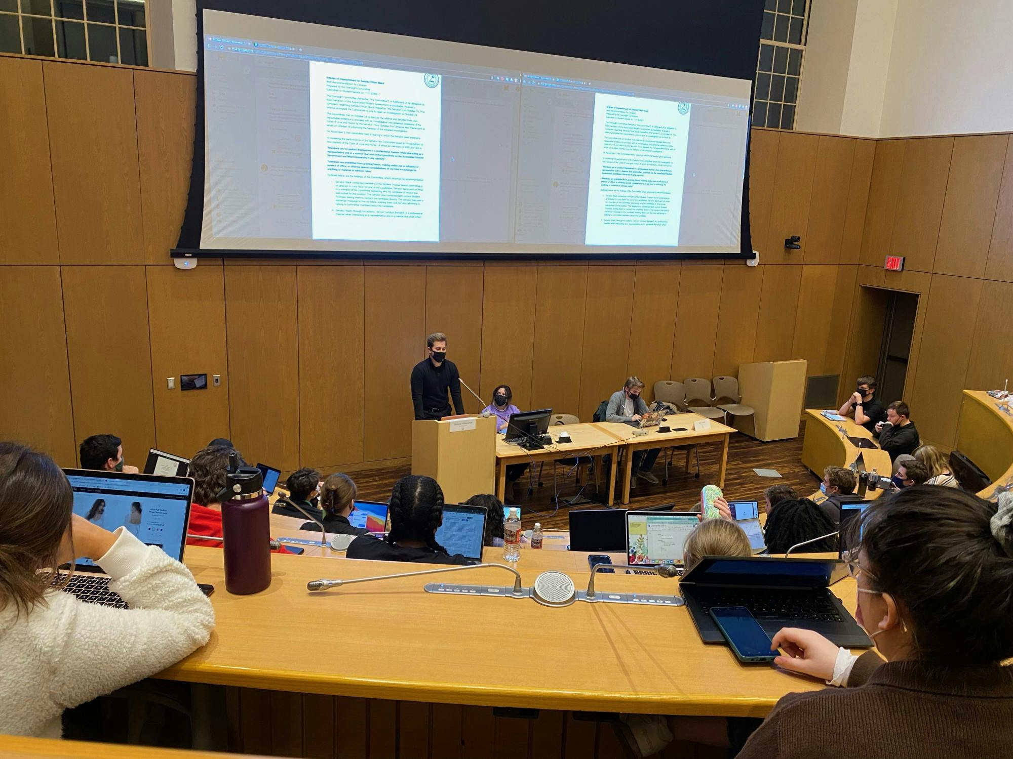 ASG voted to censure At-Large Senator Ethan Stack (pictured) for unprofessional conduct during the student trustee search.