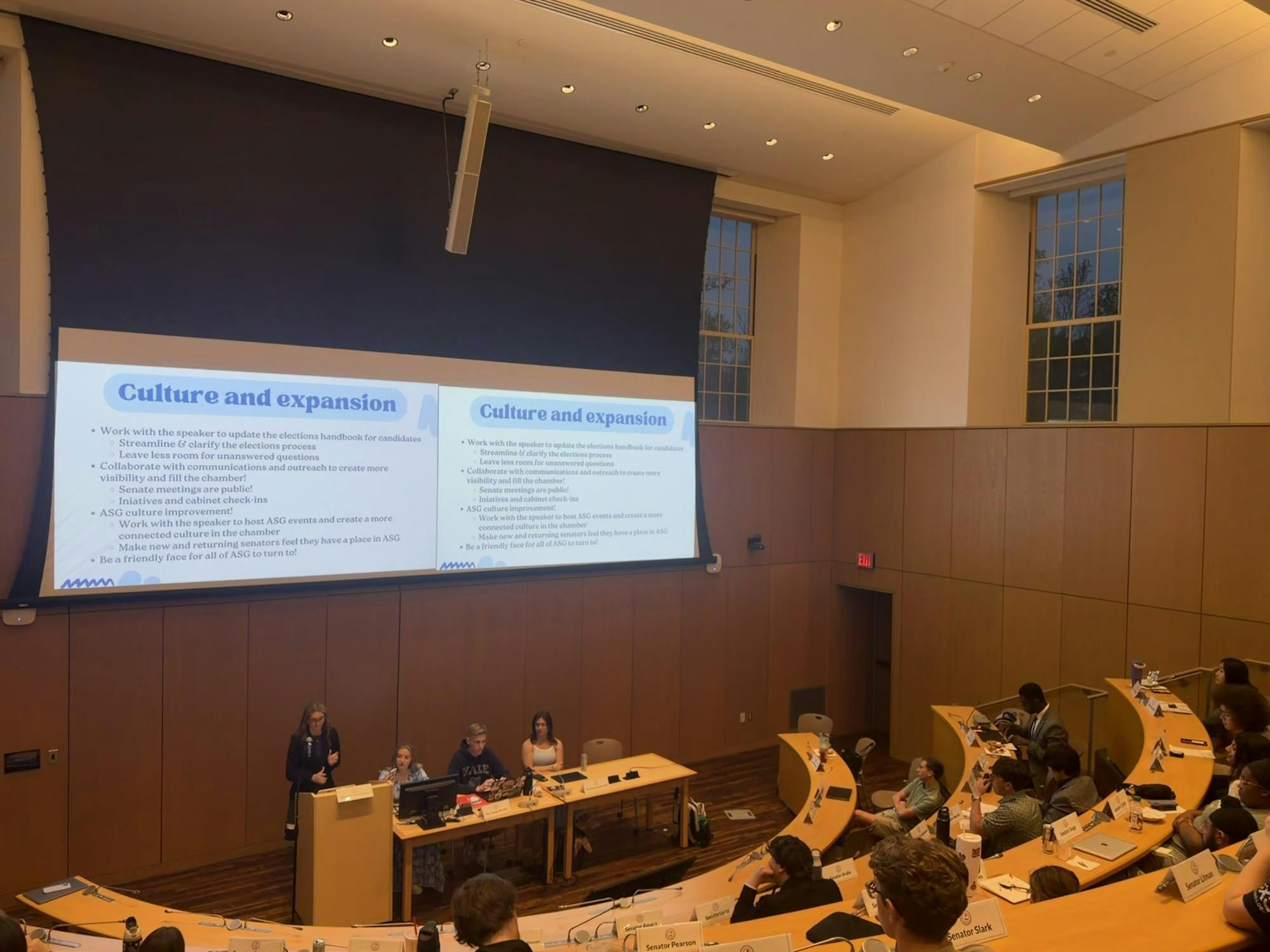 ASG Senators meet to discuss student waste and new mascots.
