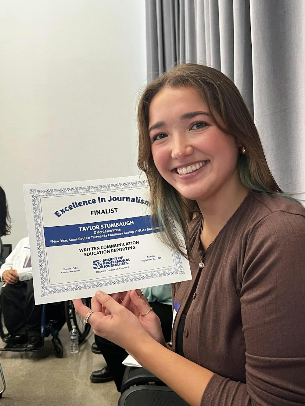 Taylor Stumbaugh was a finalist in a contest hosted by the Society of Professional Journalists. Photo provided by Taylor Stumbaugh