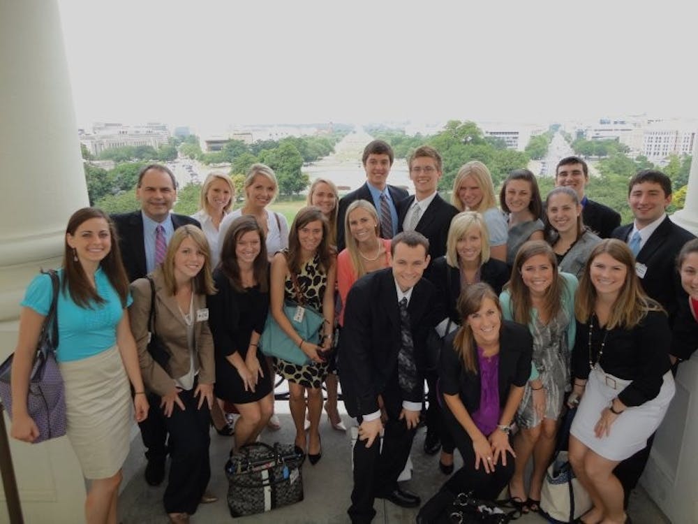 Students in the Inside Washington summer 2010 program take in the view on the Speaker's Balcony at the Capitol Building.