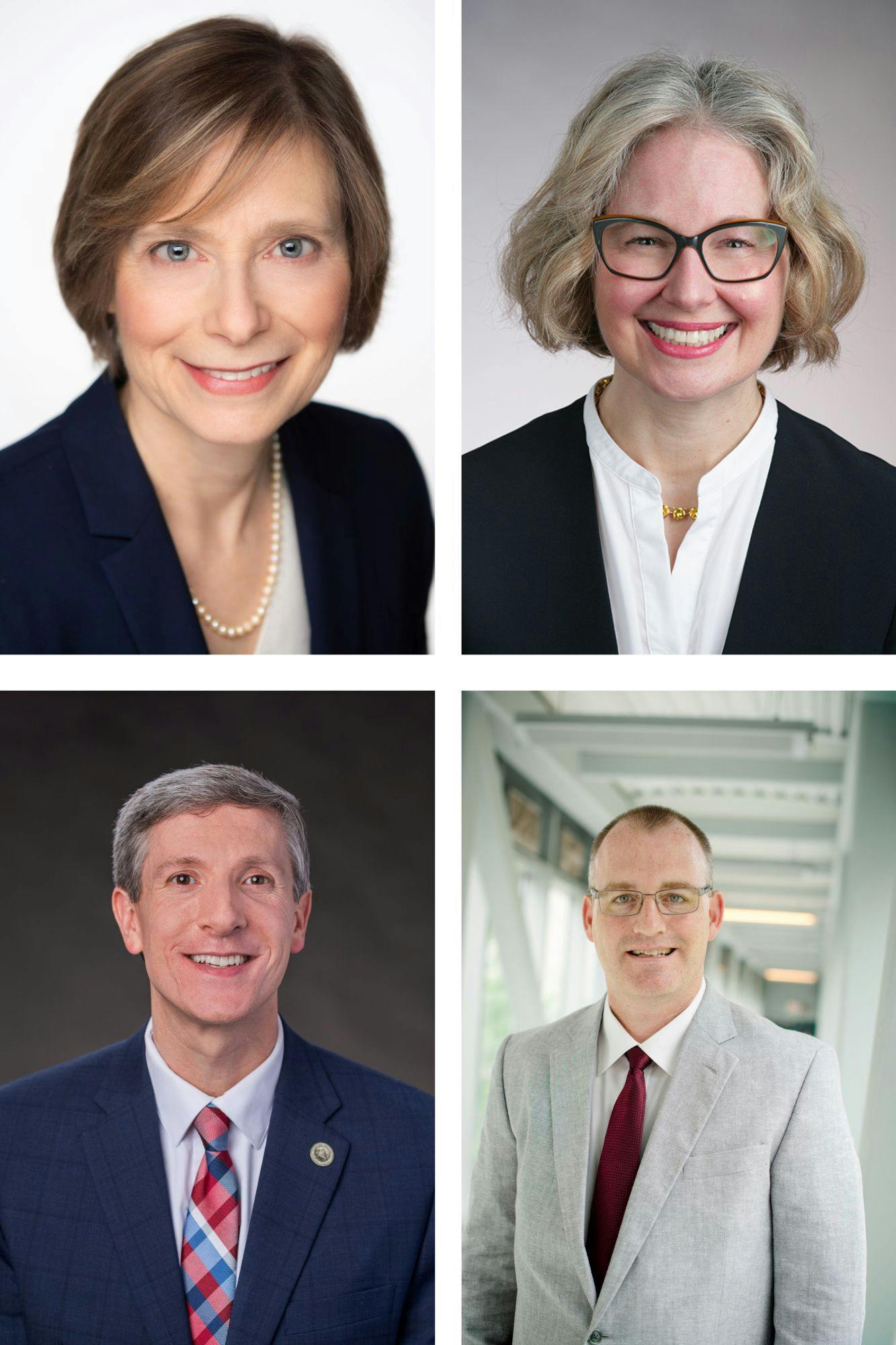 The candidates for the new dean of CAS are Renée Baernstein (top left), Melissa Gregory (top right), Matthew Smith (bottom left) and David Hemmer (bottom right).