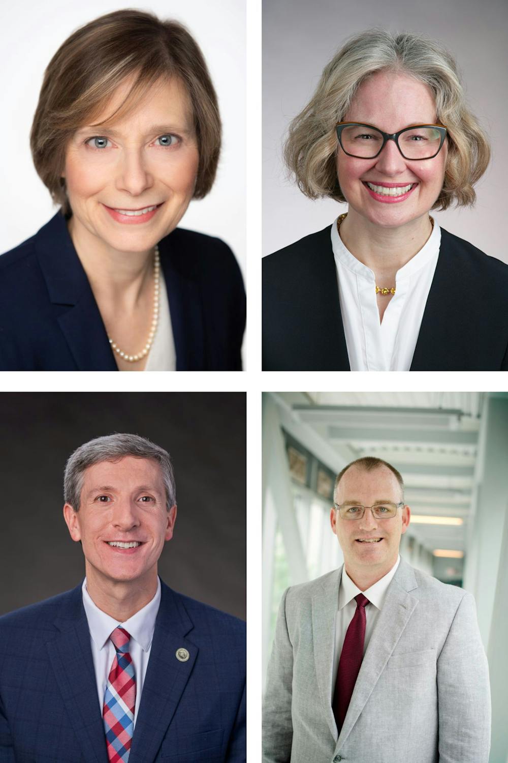 The candidates for the new dean of CAS are Renée Baernstein (top left), Melissa Gregory (top right), Matthew Smith (bottom left) and David Hemmer (bottom right).