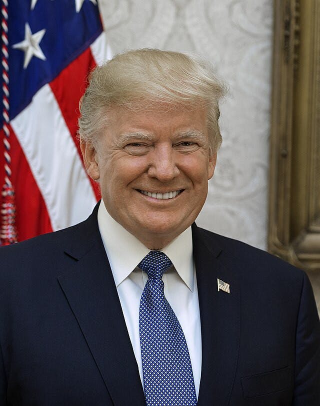 Former president Donald Trump&#x27;s official portrait at The White House in Washington, D.C. (Photo provided by Wikimedia Commons)﻿