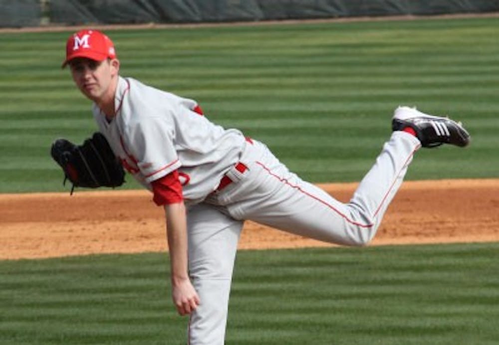 Senior pitcher Tyler Melling delivers a pitch against the University of Kentucky Feb. 20. Melling allowed two hits over six innings to earn the win. 