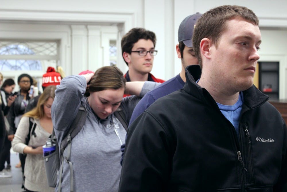 It has been a slow but steady start for voting at Shriver Center. Most students who registered to vote with their campus address used their phones to provide secondary identification.