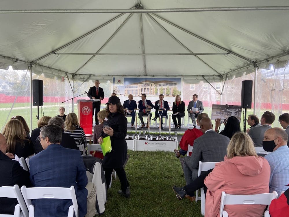 Miami held a ceremony celebrating the start of construction of the McVey data science building, which is expected to be completed in 2024.