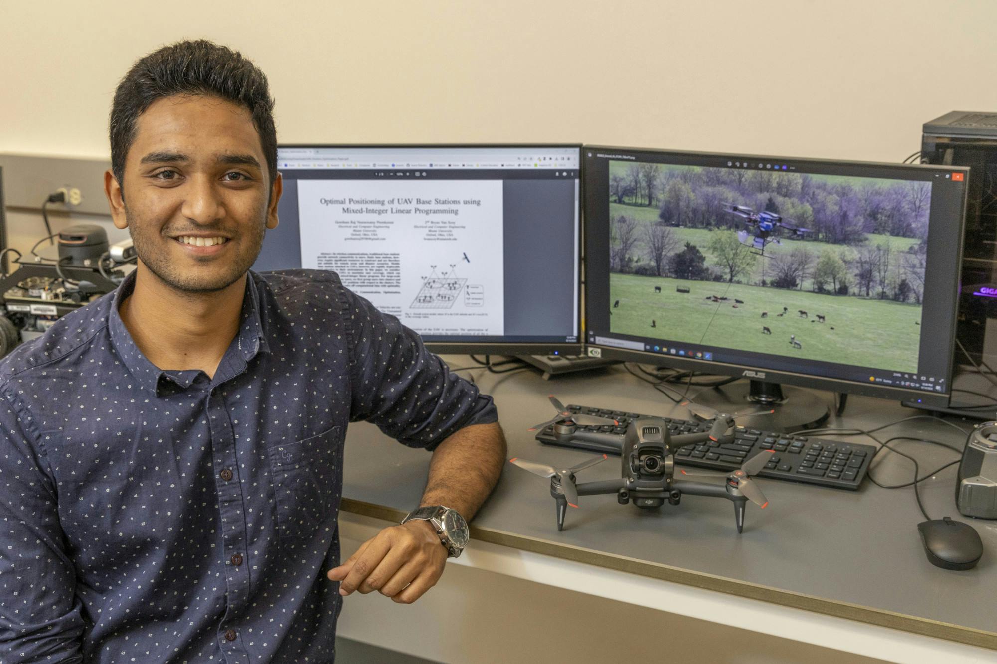 Miami alumnus Gowtham Raj Veeraswamy Premkumar graduated in the Spring, but during his time at Miami, he created AI drone technology.