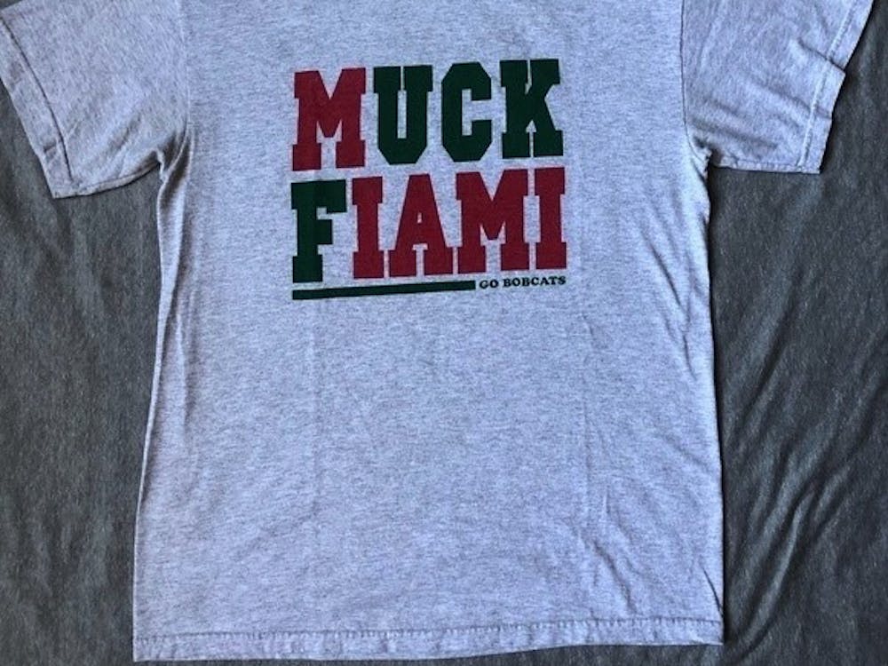 Members of the Ohio University community wear shirts like the one above to symbolize a seemingly one-sided rivalry with Miami.
