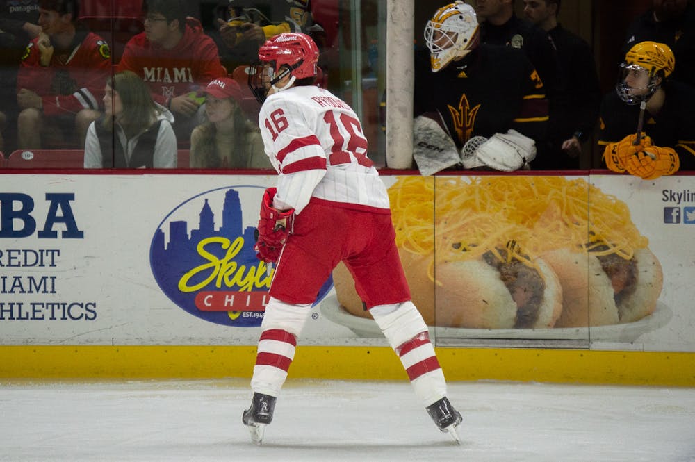 Rydqvist skating in a 2023 game against the Arizona State Sun Devils