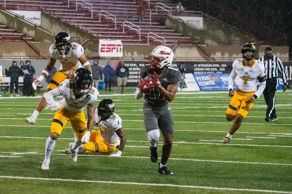 Miami football plays against Kent State last season in midweek MACtion