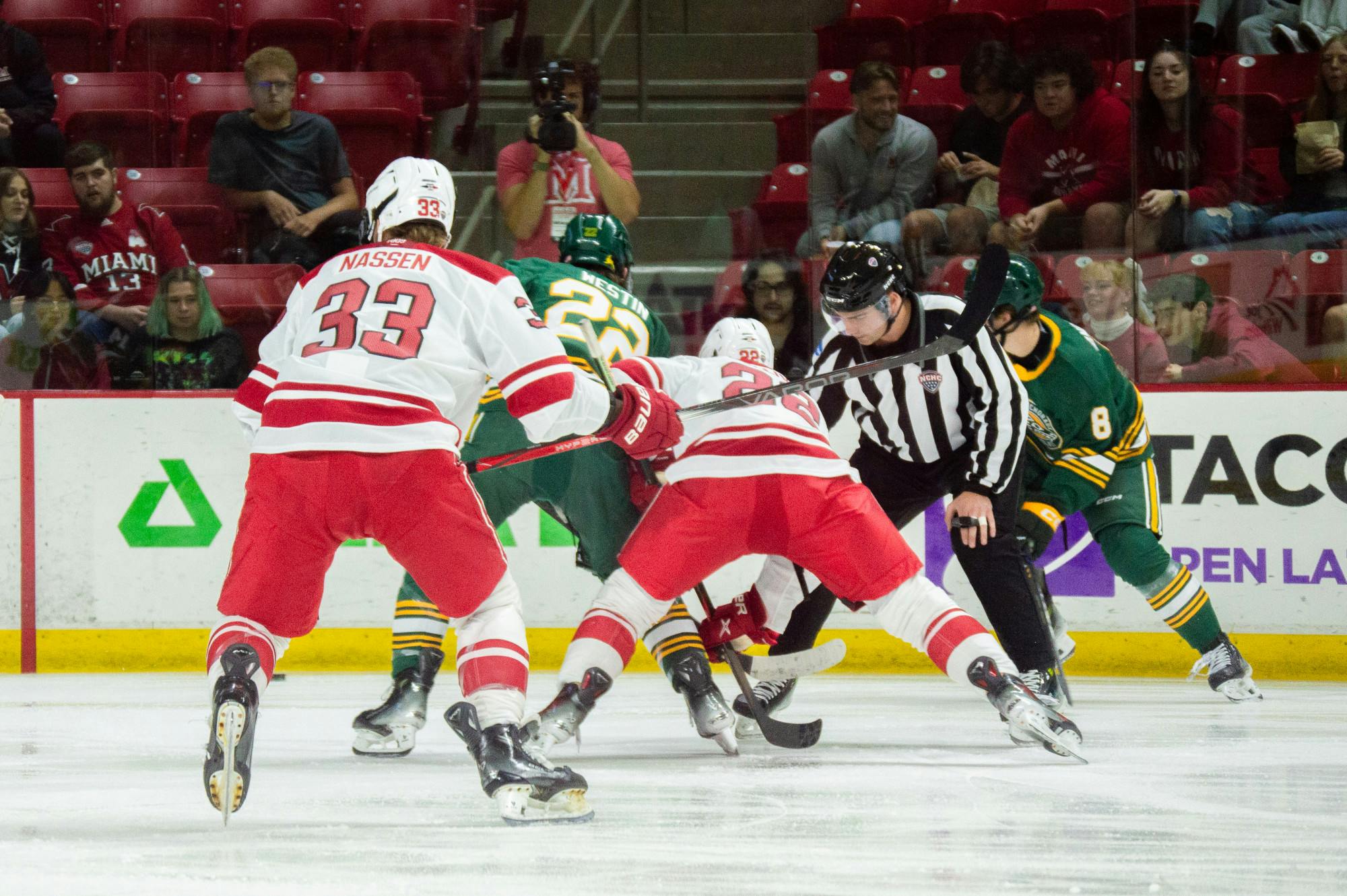 Casper Nassen and Ryan Sullivan against Alaska Anchorage at Goggin Ice Center