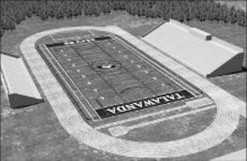 A digital rendering of Talawanda High School's future turf field shows the Field of Dreams committee's plan to build with donations from the community, such as McCullough-Hyde Memorial Hospital.