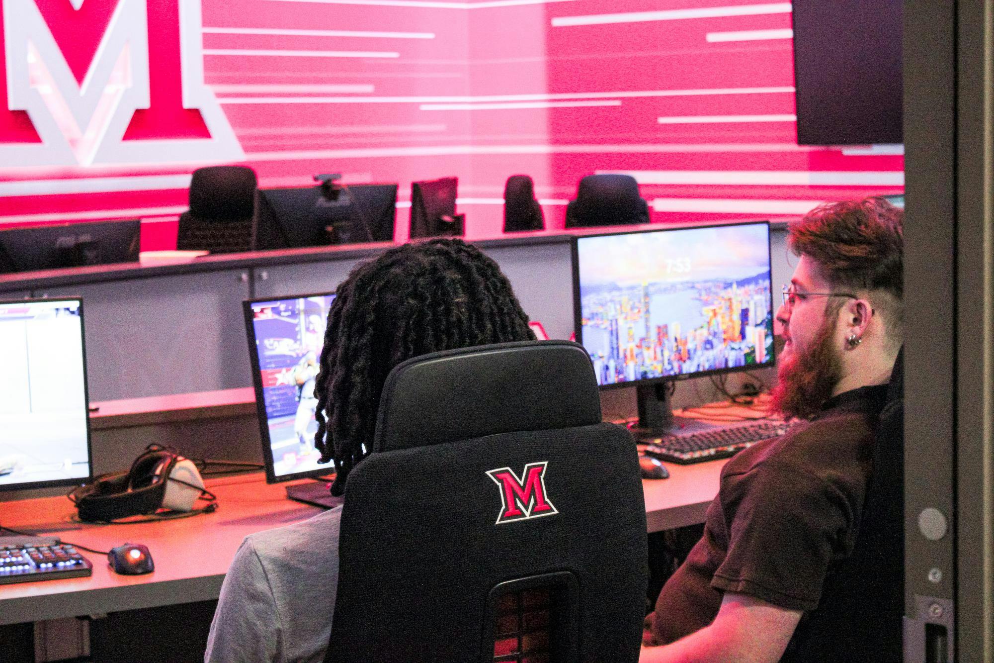 Members of the esports team practice