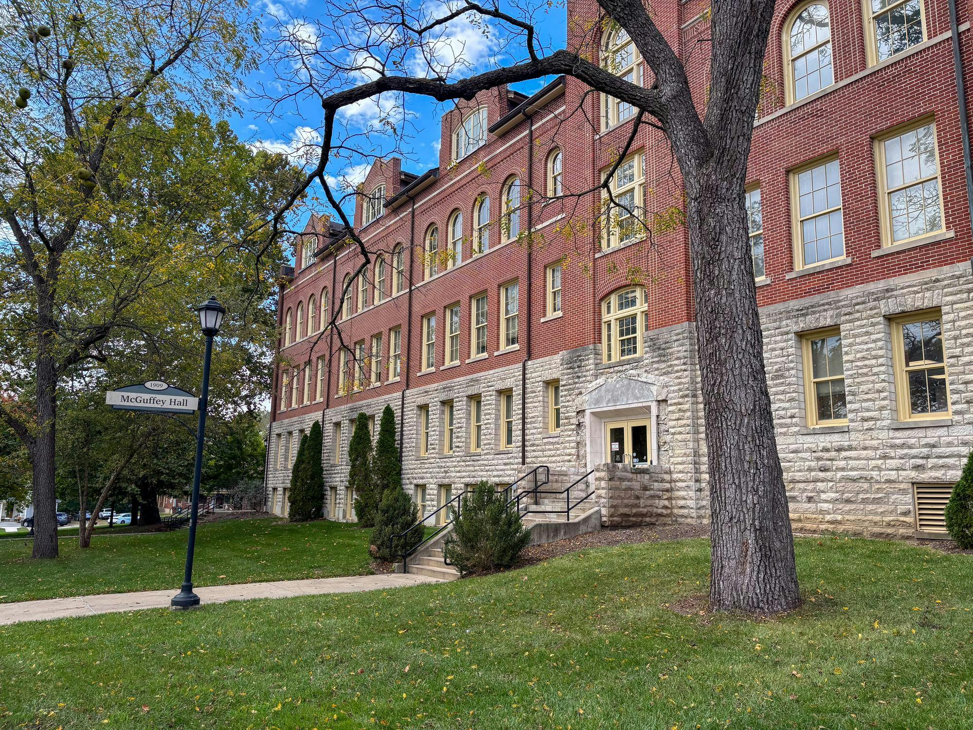 Emergency services responded to McGuffey Hall, at the corner of East Spring Street and South Campus Avenue.