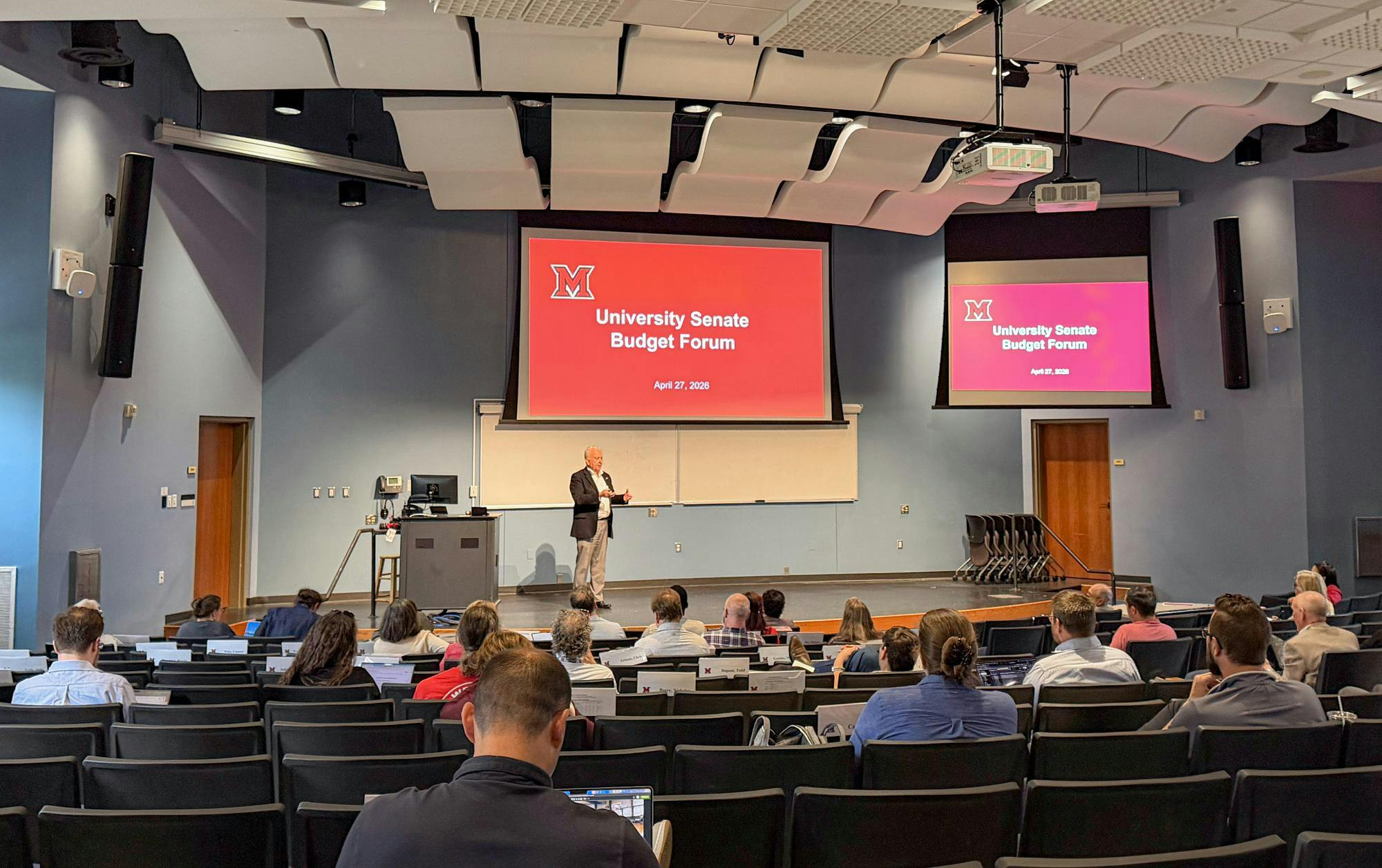 David Creamer presents at the University Senate Budget Forum